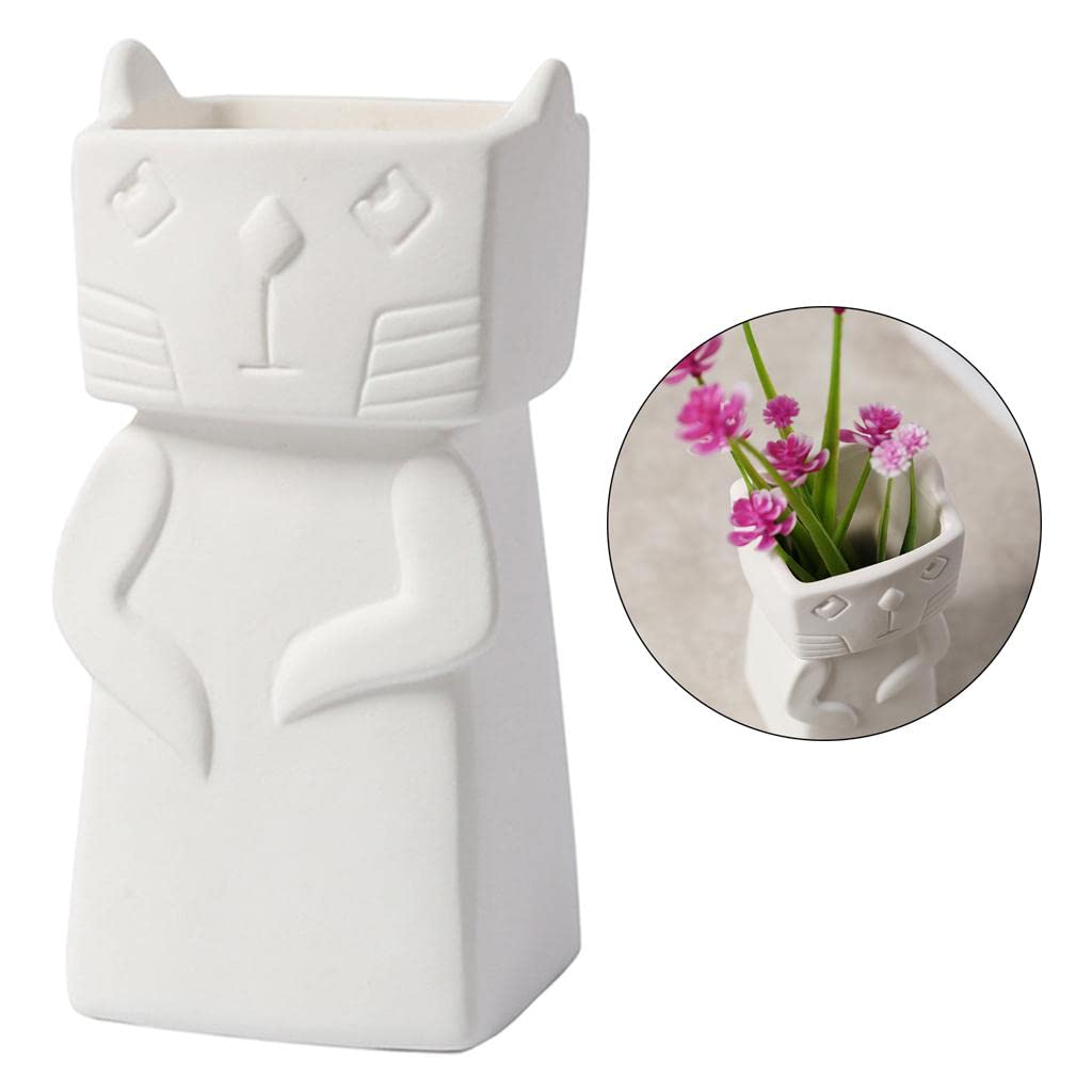 Set of four White Ceramic vases with beautiful faces.