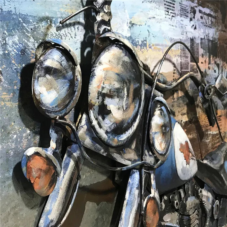 لوحة فنية جدارية عالية الجودة من المعدن الحديدي للدراجات النارية Route 66 لغرف المعيشة الحديثة.