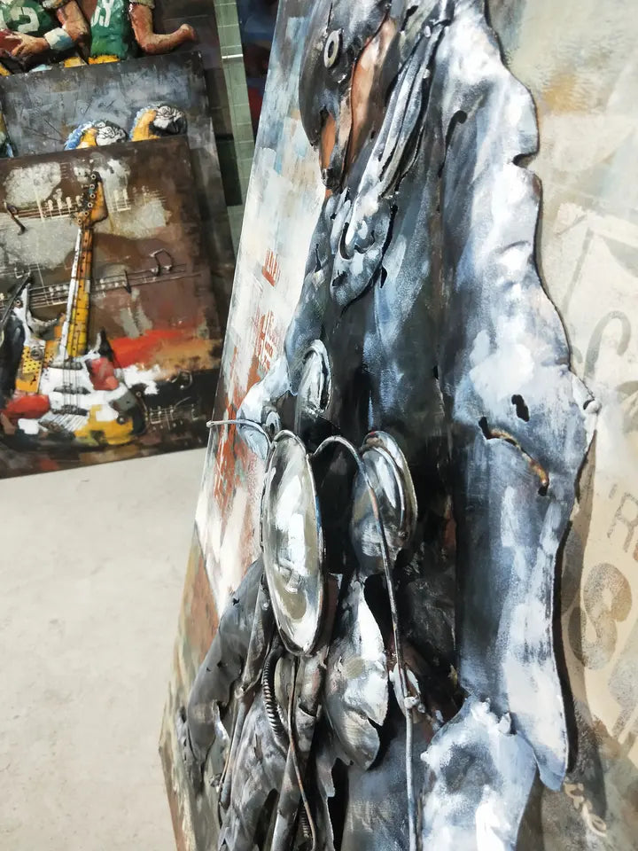 لوحة فنية جدارية ثلاثية الأبعاد عالية الجودة على شكل دراجة نارية معدنية للديكور المنزلي.