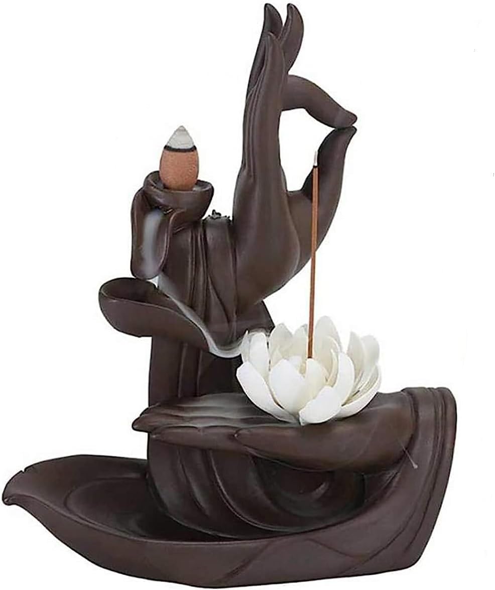 حامل بخور مصنوع يدويًا من الخزف الأحمر، مثالي لأقماع وأعواد البخور.