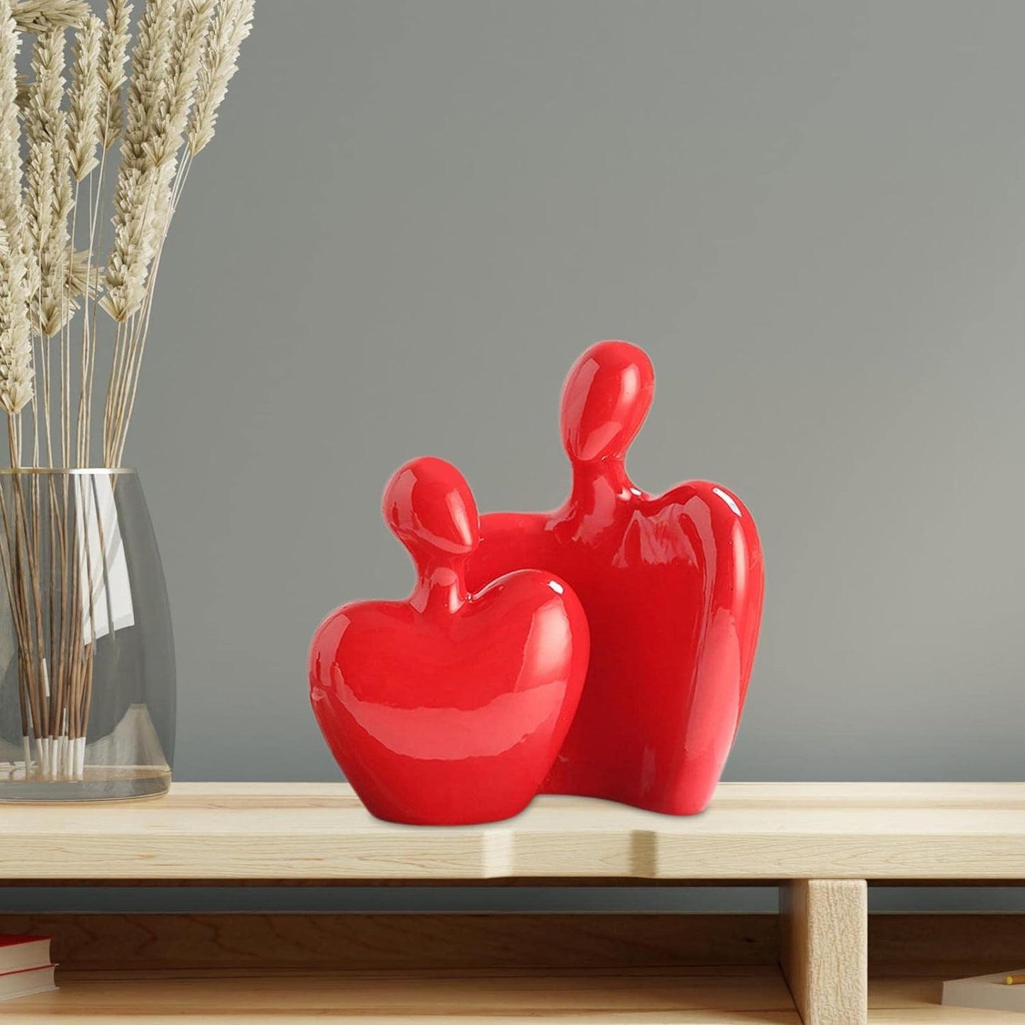 تمثال العاشق الأحمر العاطفي؛ ديكور رومانسي للمكتب والمنزل، هدية زفاف مثالية وقطعة عرض تقليدية.