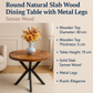 Limited time sale on the Slice Slab Walnut/Saman Tree Natural Wooden Dining Table Featuring Metal Legs: Elevate Your Room's Aesthetic with Elegant Rustic Style Furniture