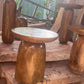 Set of 2 end tables from solid natural wood for modern living room.