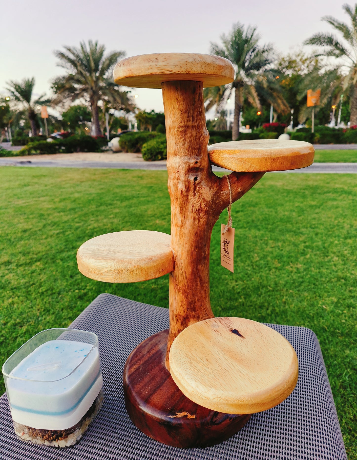 Natural Wood Flower holder: Handcrafted Acacia Eye-Catcher for Living Room or Garden