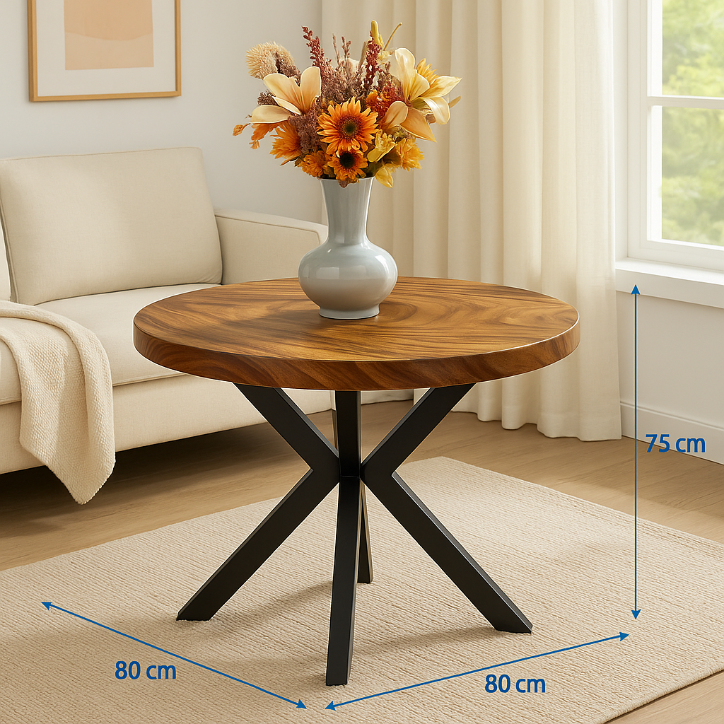 Limited time sale on the Slice Slab Walnut/Saman Tree Natural Wooden Dining Table Featuring Metal Legs: Elevate Your Room's Aesthetic with Elegant Rustic Style Furniture