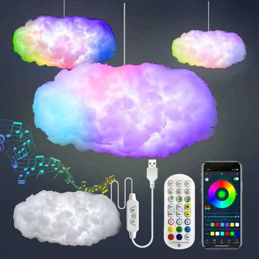 3D Big Cloud Lighting: Smart Remote App Enabled Cloud Lamp .(60x30x24 cm)
