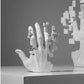 White Hand-Shaped Art Statue: Modern Abstract Sculpture for Home Decor.