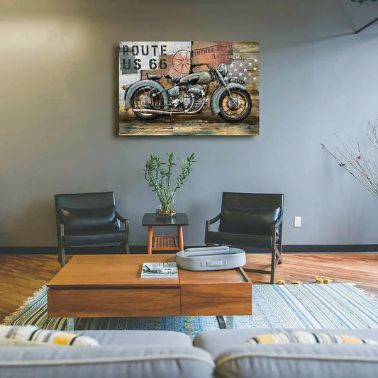 High Quality 3D Motorcycle Wall Art for Modern Living Rooms.