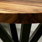 Limited time sale on the Slice Slab Walnut/Saman Tree Natural Wooden Dining Table Featuring Metal Legs: Elevate Your Room's Aesthetic with Elegant Rustic Style Furniture