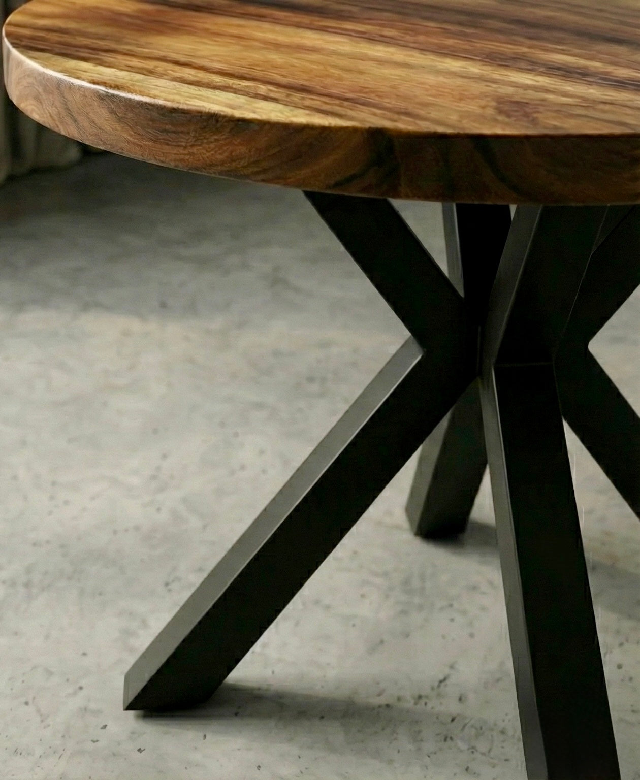 Limited time sale on the Slice Slab Walnut/Saman Tree Natural Wooden Dining Table Featuring Metal Legs: Elevate Your Room's Aesthetic with Elegant Rustic Style Furniture