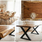 Limited time sale on the Large Live Edge Natural Wood Dining Table - Walnut Wood with PU Finish, Black Metal Legs - Ideal for Home or Restaurant