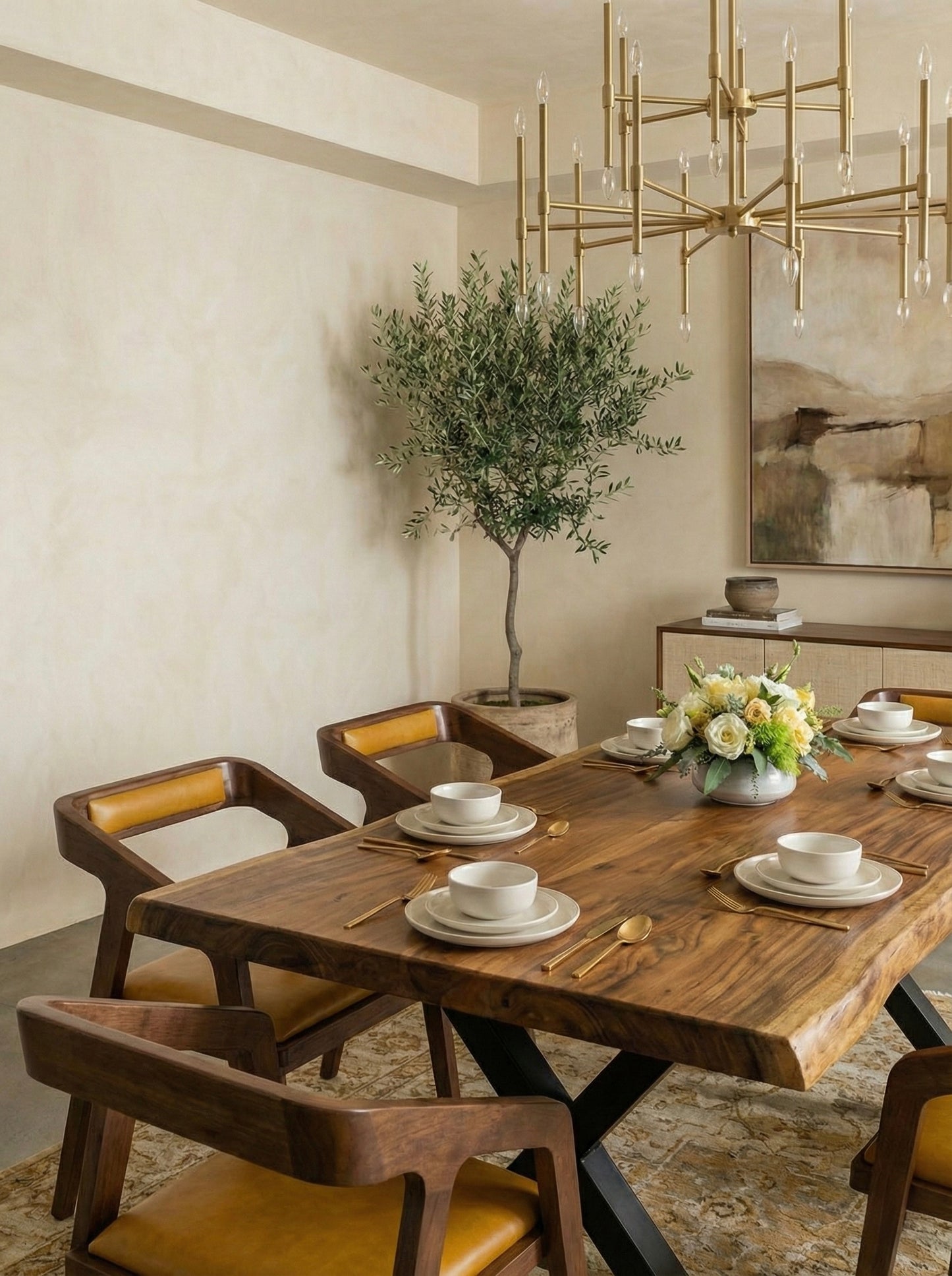 Limited time sale on the Large Live Edge Natural Wood Dining Table - Walnut Wood with PU Finish, Black Metal Legs - Ideal for Home or Restaurant