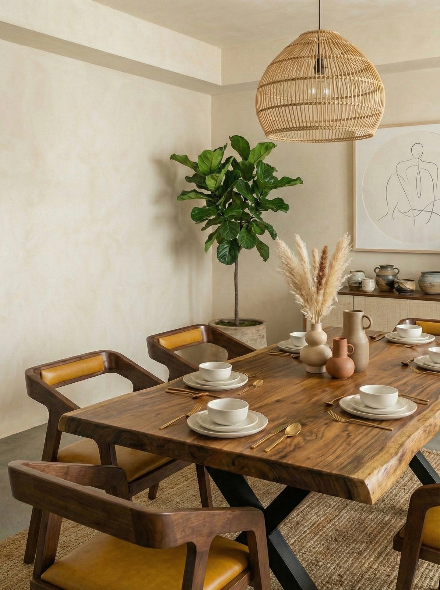 Limited time sale on the Large Live Edge Natural Wood Dining Table - Walnut Wood with PU Finish, Black Metal Legs - Ideal for Home or Restaurant