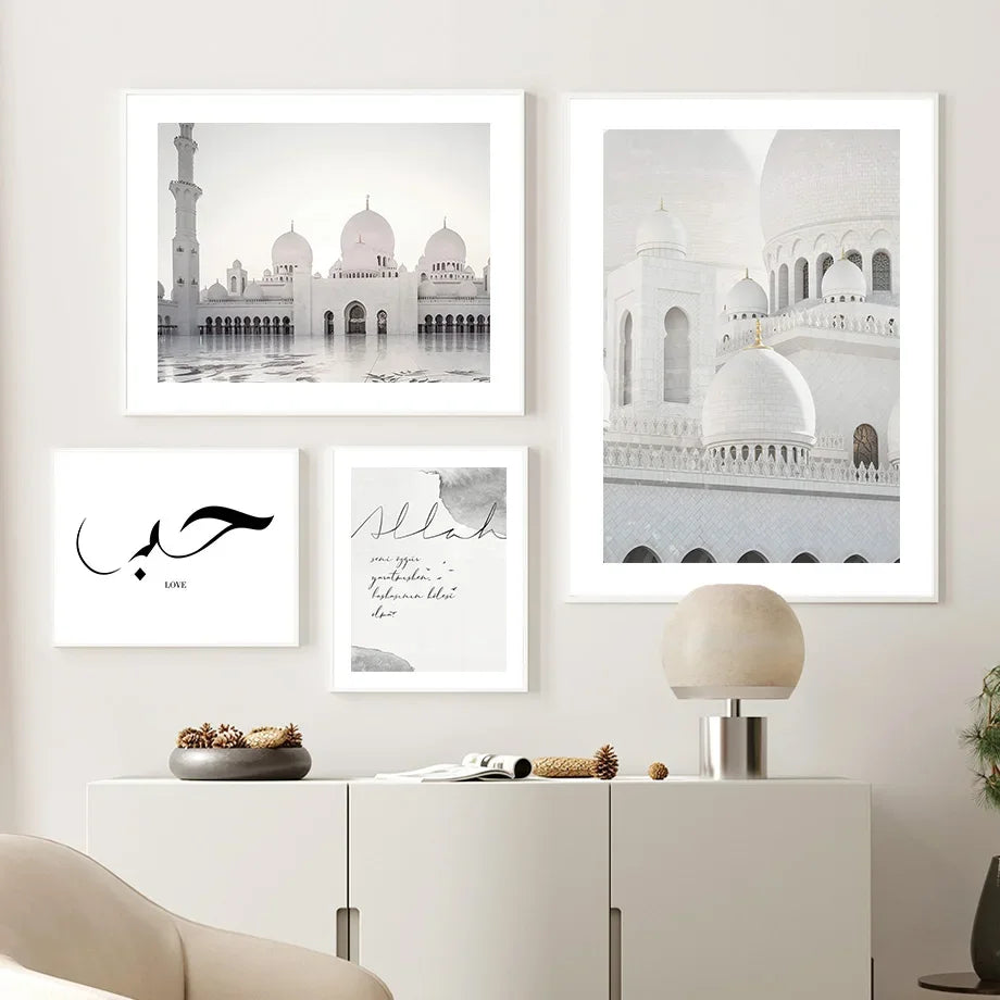 Sheikh Zayed Mosque Arab Calligraphy Love Wall Art Canvas Painting Nordic Posters And Prints Wall Pictures For Living Room Decor