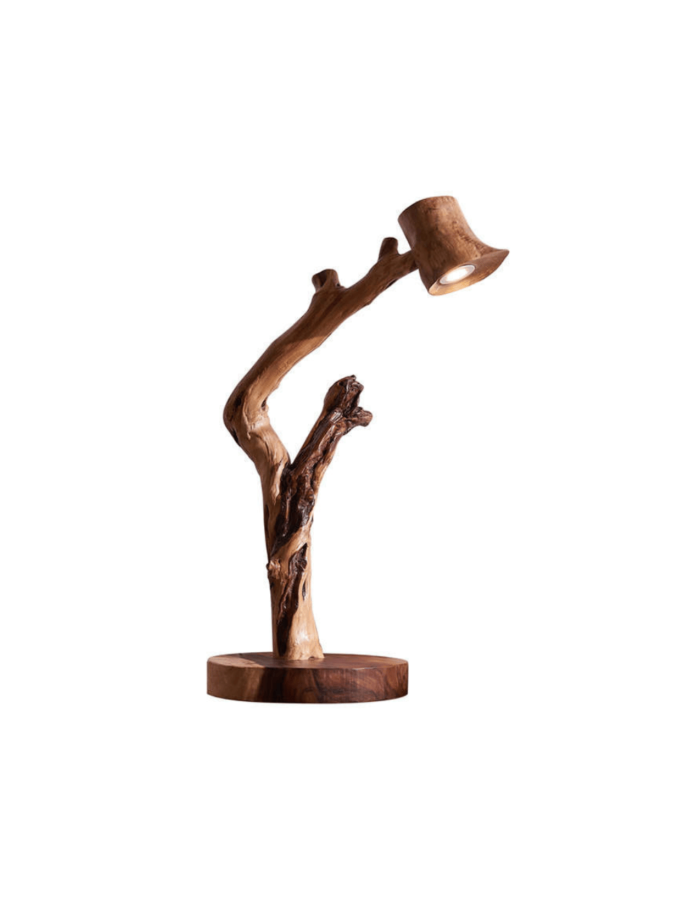 Eco-Friendly Illumination: Handmade Wooden Lamp with Old-World Globe Bulb.