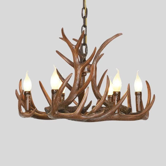 Horn Deer Antler Chandelier, Elegant Light Fixture for Rustic Charm.